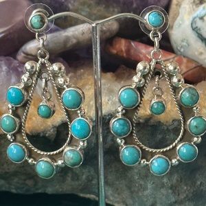 Turquoise southwestern sterling silver statement earrings